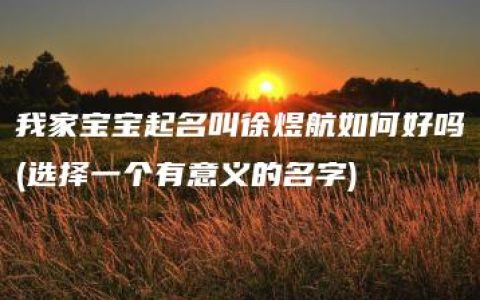 我家宝宝起名叫徐煜航如何好吗(选择一个有意义的名字)