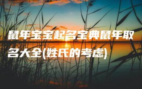 鼠年宝宝起名宝典鼠年取名大全(姓氏的考虑)