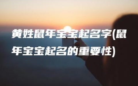 黄姓鼠年宝宝起名字(鼠年宝宝起名的重要性)