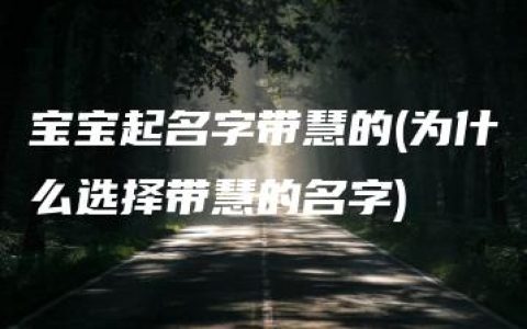 宝宝起名字带慧的(为什么选择带慧的名字)