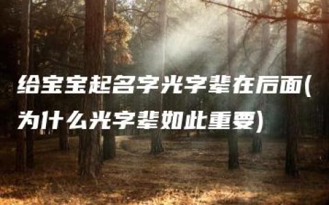 给宝宝起名字光字辈在后面(为什么光字辈如此重要)