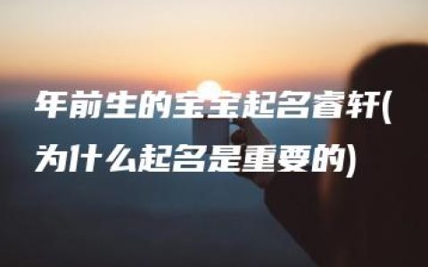 年前生的宝宝起名睿轩(为什么起名是重要的)