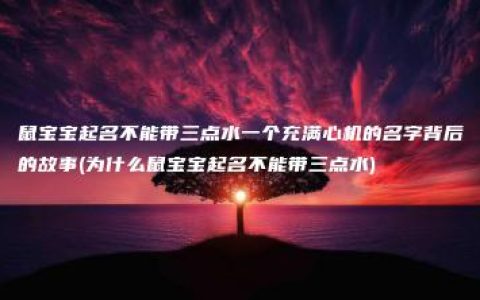 鼠宝宝起名不能带三点水一个充满心机的名字背后的故事(为什么鼠宝宝起名不能带三点水)