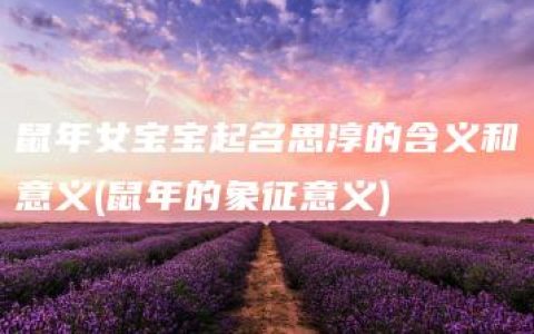 鼠年女宝宝起名思淳的含义和意义(鼠年的象征意义)