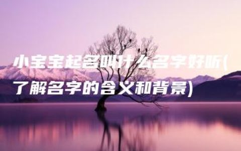 小宝宝起名叫什么名字好听(了解名字的含义和背景)