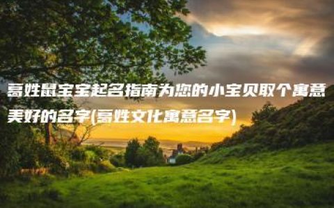 葛姓鼠宝宝起名指南为您的小宝贝取个寓意美好的名字(葛姓文化寓意名字)