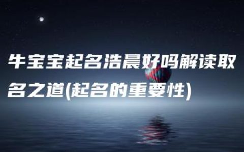 牛宝宝起名浩晨好吗解读取名之道(起名的重要性)