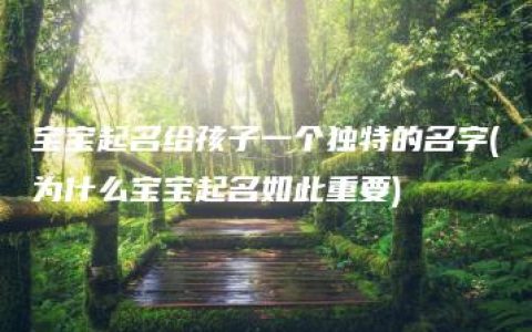 宝宝起名给孩子一个独特的名字(为什么宝宝起名如此重要)