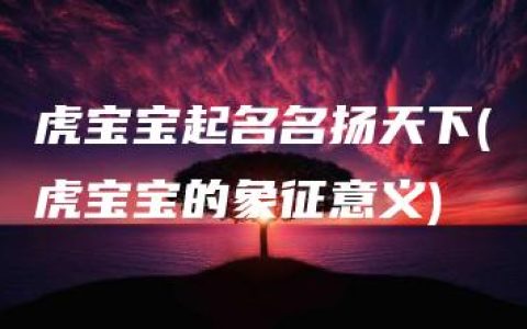 虎宝宝起名名扬天下(虎宝宝的象征意义)