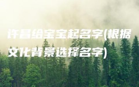 许昌给宝宝起名字(根据文化背景选择名字)