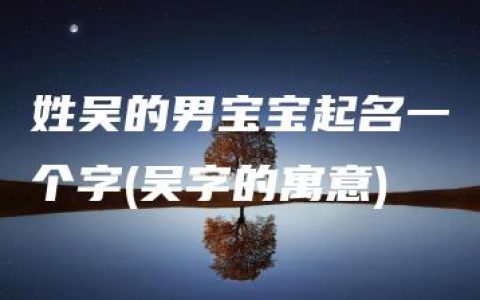 姓吴的男宝宝起名一个字(吴字的寓意)