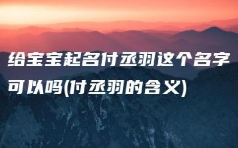 给宝宝起名付丞羽这个名字可以吗(付丞羽的含义)