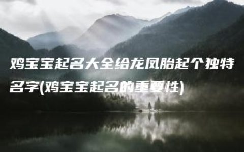 鸡宝宝起名大全给龙凤胎起个独特名字(鸡宝宝起名的重要性)