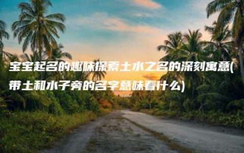 宝宝起名的趣味探索土水之名的深刻寓意(带土和水子旁的名字意味着什么)