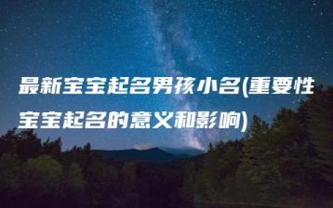 最新宝宝起名男孩小名(重要性宝宝起名的意义和影响)