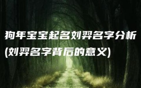 狗年宝宝起名刘羿名字分析(刘羿名字背后的意义)