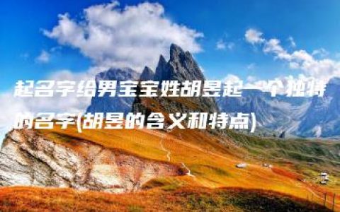 起名字给男宝宝姓胡昱起一个独特的名字(胡昱的含义和特点)