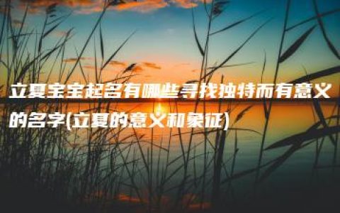 立夏宝宝起名有哪些寻找独特而有意义的名字(立夏的意义和象征)