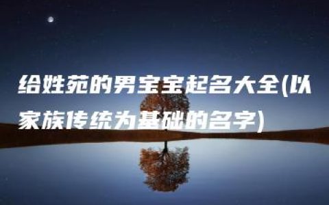 给姓苑的男宝宝起名大全(以家族传统为基础的名字)