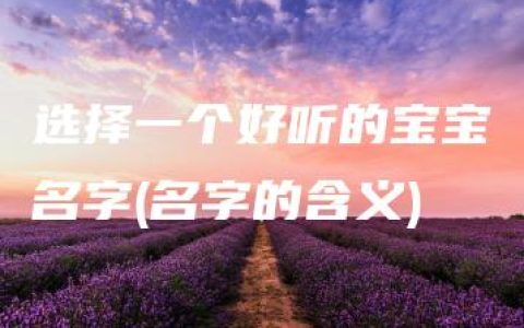 选择一个好听的宝宝名字(名字的含义)