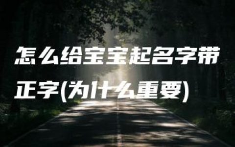 怎么给宝宝起名字带正字(为什么重要)