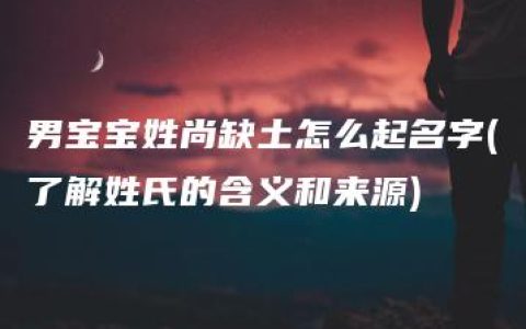 男宝宝姓尚缺土怎么起名字(了解姓氏的含义和来源)