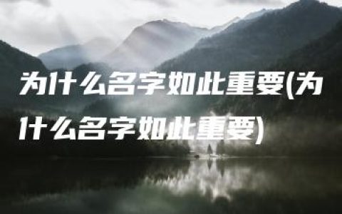 为什么名字如此重要(为什么名字如此重要)