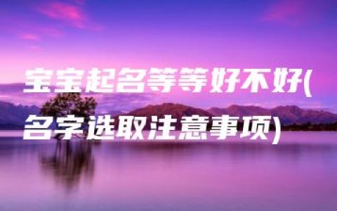 宝宝起名等等好不好(名字选取注意事项)