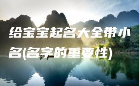 给宝宝起名大全带小名(名字的重要性)