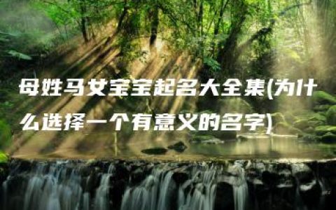 母姓马女宝宝起名大全集(为什么选择一个有意义的名字)