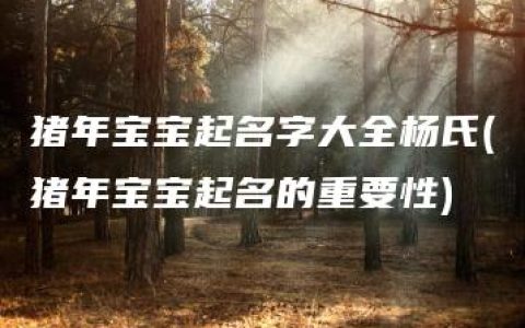 猪年宝宝起名字大全杨氏(猪年宝宝起名的重要性)