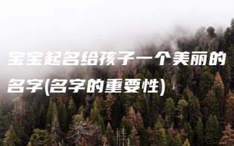 宝宝起名给孩子一个美丽的名字(名字的重要性)