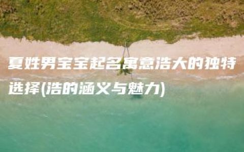 夏姓男宝宝起名寓意浩大的独特选择(浩的涵义与魅力)