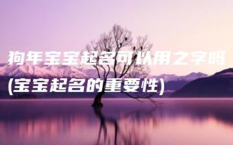 狗年宝宝起名可以用之字吗(宝宝起名的重要性)