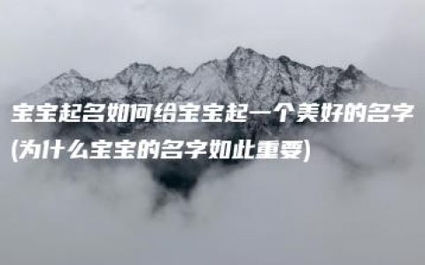 宝宝起名如何给宝宝起一个美好的名字(为什么宝宝的名字如此重要)