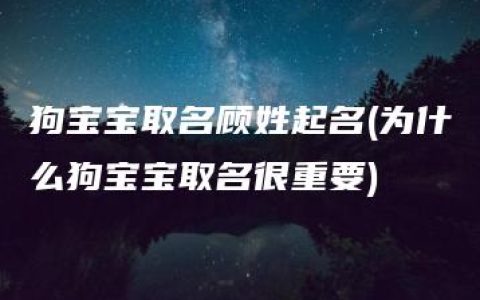 狗宝宝取名顾姓起名(为什么狗宝宝取名很重要)