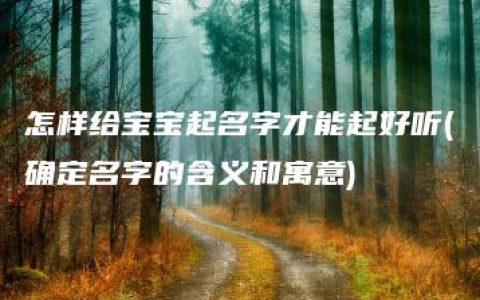 怎样给宝宝起名字才能起好听(确定名字的含义和寓意)