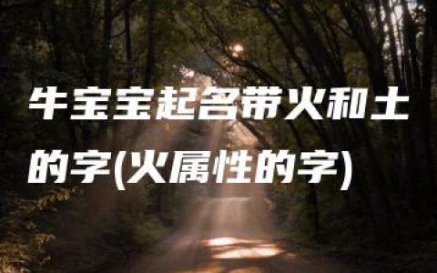 牛宝宝起名带火和土的字(火属性的字)