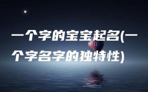 一个字的宝宝起名(一个字名字的独特性)