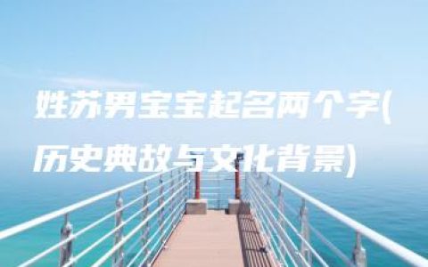 姓苏男宝宝起名两个字(历史典故与文化背景)