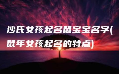 沙氏女孩起名鼠宝宝名字(鼠年女孩起名的特点)