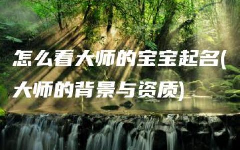 怎么看大师的宝宝起名(大师的背景与资质)