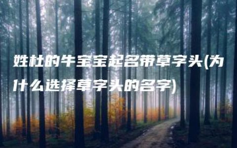 姓杜的牛宝宝起名带草字头(为什么选择草字头的名字)