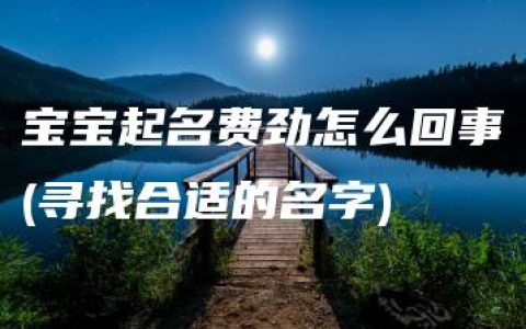 宝宝起名费劲怎么回事(寻找合适的名字)