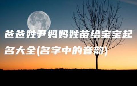 爸爸姓尹妈妈姓苗给宝宝起名大全(名字中的音韵)