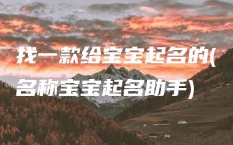 找一款给宝宝起名的(名称宝宝起名助手)