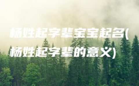 杨姓起字辈宝宝起名(杨姓起字辈的意义)