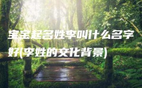 宝宝起名姓李叫什么名字好(李姓的文化背景)