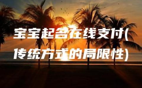 宝宝起名在线支付(传统方式的局限性)