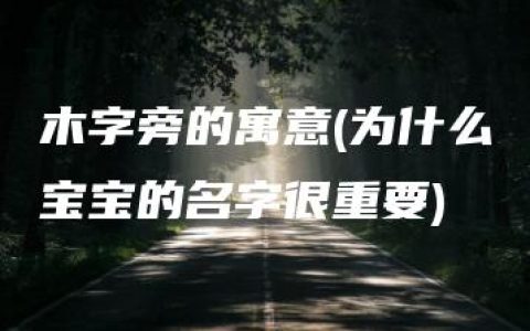 木字旁的寓意(为什么宝宝的名字很重要)